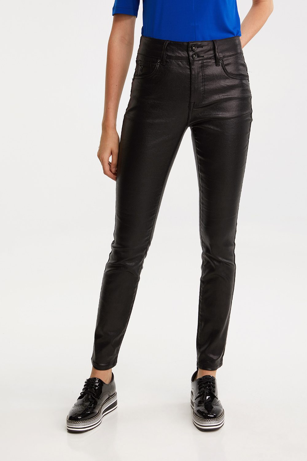 high waisted slim trousers